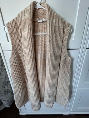 Gap Sleeveless Open-Front Ribbed Knit Vest - Cream